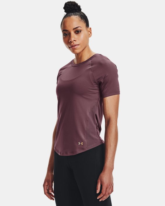 Women's UA RUSH™ HeatGear® Mesh Short Sleeve, Purple, pdpMainDesktop image number 1